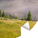 Fototapeta Górska dolina we mgle - Okrągła - tapeta flizelinowa/tapeta flizelinowa samoprzylepna