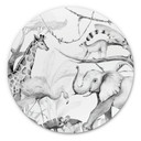 Tableau en alu-Dibond Kvilis - Amis des animaux dans la jungle en noir & blanc - Rond