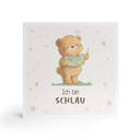 Holzbild zum Hinstellen - Bär mit Buch und Mutmachspruch 'Ich bin schlau'