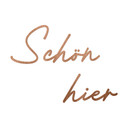 3D Holz Schriftzug Schön hier - Mahagoni