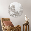 Glasschilderijen Bos met boslandschap in beige - Ms Tiff - Rond
