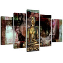 5 stykke lærredstryk Buddha Golden Abstraktion