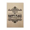 Houten Wanddecoratie Happy Place Spreuk Borduurpatroon - Magnusson