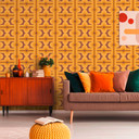 Tapeta vintage żółto-brązowa - tapeta z wzorem retro - graficzna tapeta z włókniny