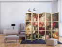 Japanischer Paravent, Raumteiler freistehend, Trennwand - Blooming Sunlit Peonies