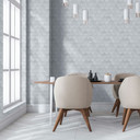 Tapeta z włókniny w kolorze szaroniebieskim 3D o geometrycznym wyglądzie w stylu vintage 