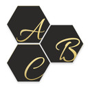 Hexagon bogstaver - Alu-dibond Guldeffekt, sort