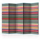 Paravent Séparation de pièce - Rayures multicolores, 3 pièces