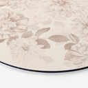 Billede af Dahliaer Shabby Chic Beige - Bloomery Decor - rund – print på aluminium (Alu-Dibond)