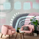 Fototapete, Boho Rosa Blau Abstrakt - Andrea Haase