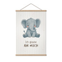 Stoffbild mit Elefant - Glaubenssatz 'Ich glaube an mich' für Kinder