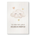 Alu-Dibond Wandbild mit Wolke - Kraftsatz 'Ich fühle mich wohl in meinem Körper' für Kinder
