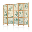 Japanischer Paravent, Raumteiler freistehend, Trennwand - Watercolor Botanical Motif: Green-Beige Le