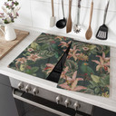 Kogeplade jungle med papegøjer natgrøn - Bloomery Decor