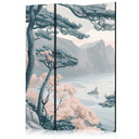 Paravent, Raumteiler freistehend, Trennwand - Mountainous Coast: Pastel Blues