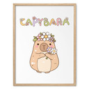 Poster Capybara mignon avec couronne de fleurs