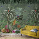 Fototapet med junglemotiv og dyr, grøn, blomst 2,70 x 2,12 m