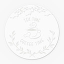 Akrylbillede, vinduesbillede til at hænge op Time out med kaffe og te - Rund