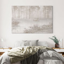 Canvas schilderij bos bij het meer in beige mist - Ms Tiff