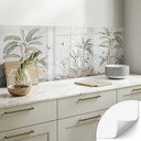Panel ścienny do kuchni Tropikalna idylla z niebieskim kolibrem - Bloomery Decor