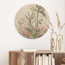 Obraz drewniany Tropikalna idylla z niebieskim kolibrem - Bloomery Decor - Okrągły