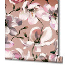 tapet, nonwoven blomstertapet Flora brun, hvid