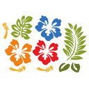 Wandtattoo Hibiskusblüten - blau-rot-gelb