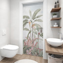 Dörrfilm Tropisk idyll med kolibri blå - Bloomery Decor - Självhäftande dörrdekoration