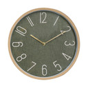 Horloge murale verte effet bois, horloge à quartz ronde avec chiffres clairs et look naturel 30x30x4 cm