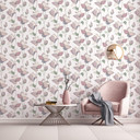 tapet, non-woven blomstertapet Flora hvid, beige