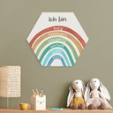 Alu-Dibond Hexagon mit Regenbogen - Kraftsätze für Kinder
