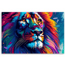 Farverigt neon løve abstrakt lærred print