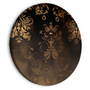 Rundes Leinwandbild Barocke Ornamente in patiniertem Gold und Brauntönen: Retro-Motiv