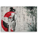 Canvasbillede, japansk geisha med vifte