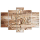 5 stykke lærredstryk Love Wood Vintage Brown