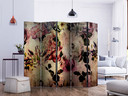 Paravent, Raumteiler freistehend, Trennwand - Nostalgia Flowers II, 5-teilig - einseitig bedruckt - 