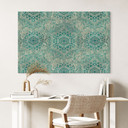 Billede Mandala Boho guld-grøn - Bloomery Decor – print på aluminium (Alu-Dibond)