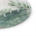 Glasbillede - Jungle Leaves Green Watercolour - Bloomery Decor - Round