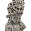 Buddha Büste aus Kunststein, betongrau | 34x21x44 cm