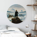 Tableau sur alu-Dibond rond Friedrich - Le vagabond au-dessus de la mer de brouillard