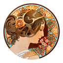 Sticker mural Mucha - Primevère - Rond