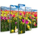 5 stykke lærredsprint farverige tulipaner blomster