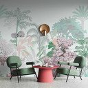 Papier peint tropical dans des tons pastel - papier peint intissé avec des motifs de palmiers et de 