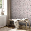 Floral pink grey - tapeta flizelinowa Country House A.S. Création - matowa i z lekką fakturą