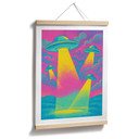 Plakat lądowania UFO w neonowych kolorach - Treechild