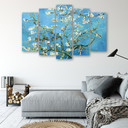 5 stykke lærredstryk, mandelblomst Vincent Van Gogh