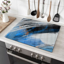 Herdabdeckplatte Blaue Pinselstriche abstrakt - Cheney