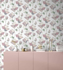 tapet, non-woven blomstertapet Flora hvid, beige