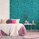 Blomstertapet blågrøn - naturbevarende tapet - tapet med blomsterdesign