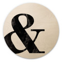 Obraz drewniany Ampersand z czarnego marmuru - okrągły